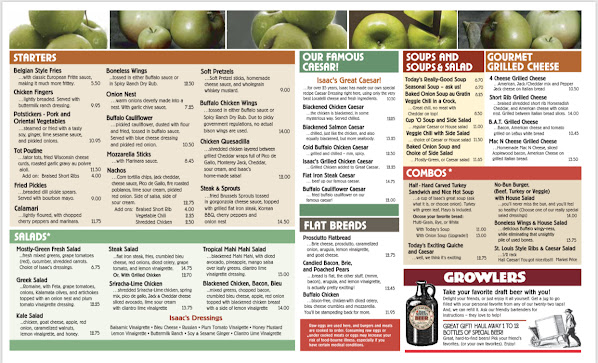 Menu Isaac Newtons Bar Restaurant - 1