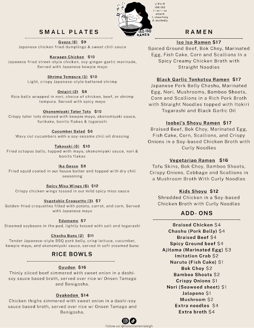 Menu Iso Iso Ramen & Bar - 1