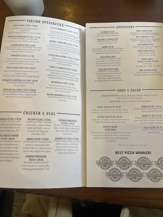 Menu Italian Bistro Monkey Junction - 0