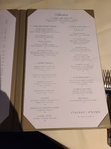 Menu Italian Prime At Salvatore's - 8