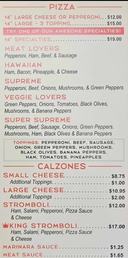 Menu Italian Village Of Tazewell - 0