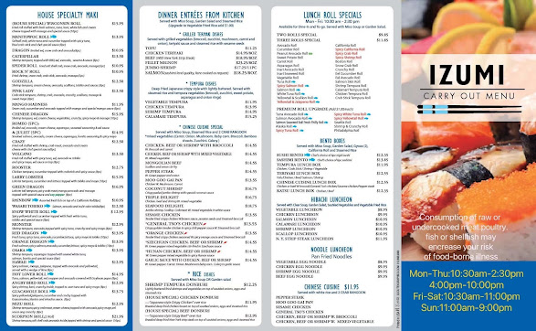 Menu Izumi Sushi Asian Fusion - 1