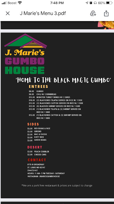 Menu J Maries Gumbo House - 1