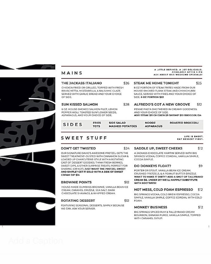Menu Jackass Brewing Company Williamsport - 0