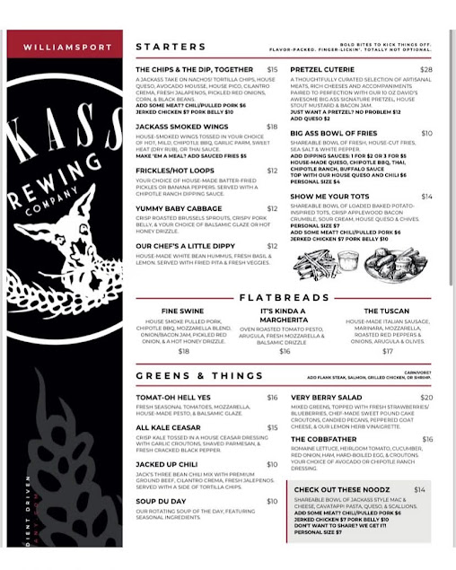 Menu Jackass Brewing Company Williamsport - 2
