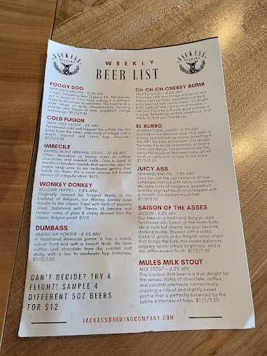 Menu Jackass Brewing Company Williamsport - 3