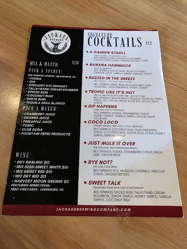 Menu Jackass Brewing Company Williamsport - 4