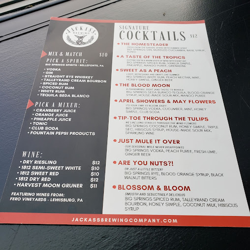 Menu Jackass Brewing Company Williamsport - 5