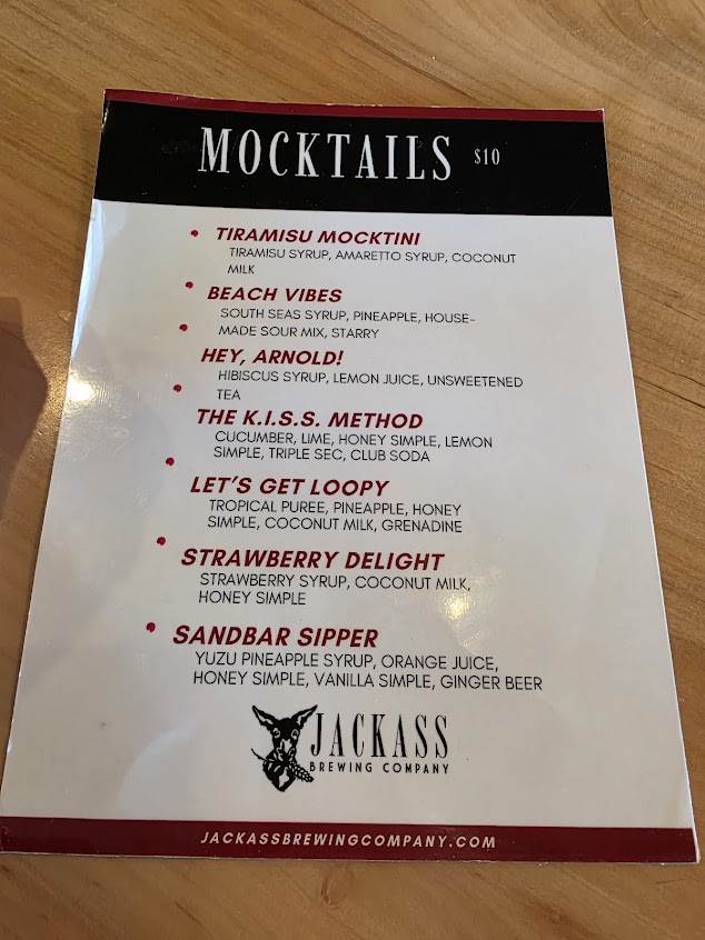 Menu Jackass Brewing Company Williamsport - 7