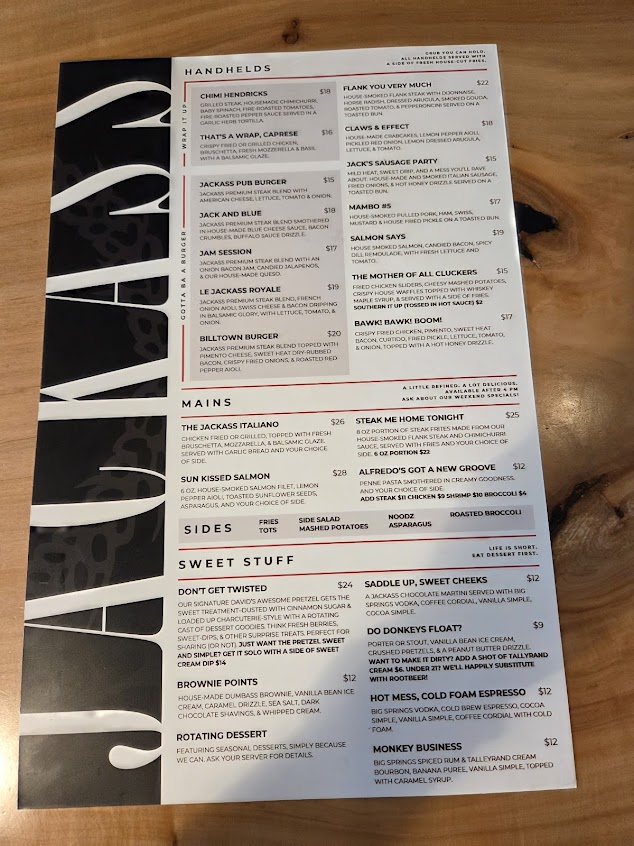 Menu Jackass Brewing Company Williamsport - 9