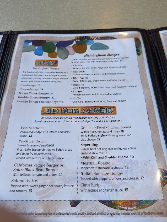 Menu Jacks Barcelona Drive In - 1