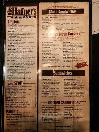 Menu Jake Hafner's Restaurant & Tavern - 0