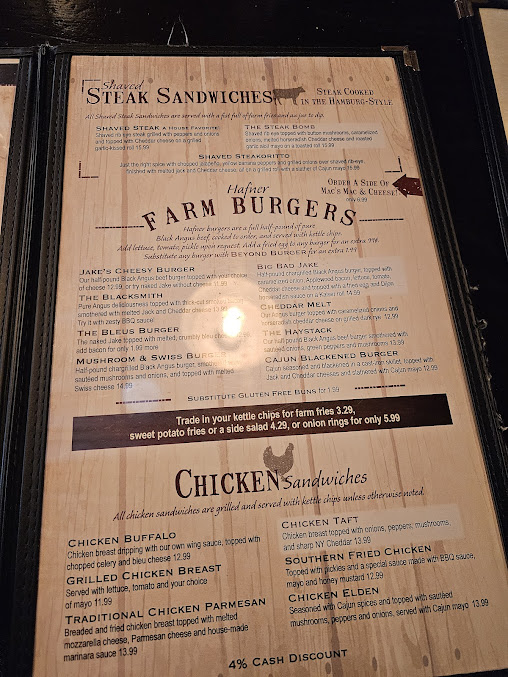 Menu Jake Hafner's Restaurant & Tavern - 2
