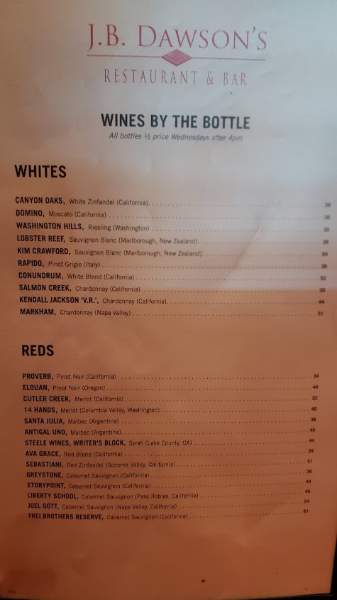 Menu Jb Dawsons Restaurant Bar - 8