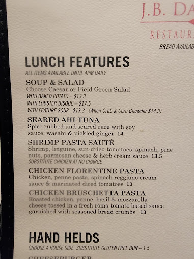 Menu Jb Dawsons Restaurant Bar - 14