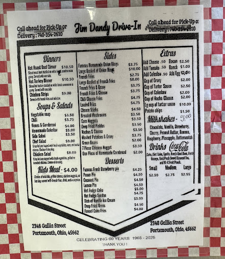 Menu Jim Dandy Drive In - 0
