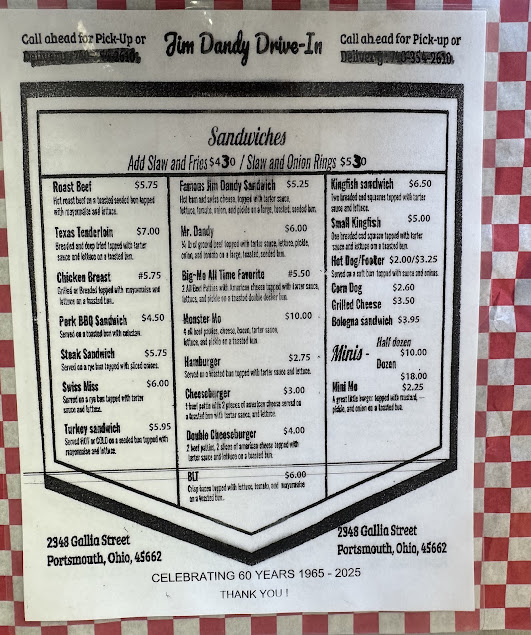 Menu Jim Dandy Drive In - 2