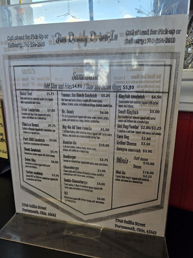 Menu Jim Dandy Drive In - 3