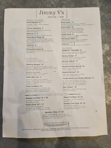 Menu Jimmy V's Osteria & Bar - 3