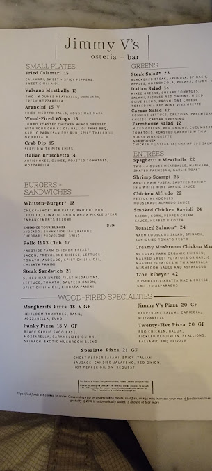 Menu Jimmy V's Osteria & Bar - 5