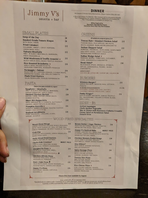 Menu Jimmy V's Osteria & Bar - 8