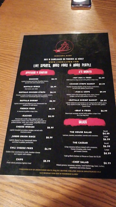 Menu Jjs Bar And Billiard - 2