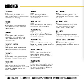 Menu Joe Beez - 2
