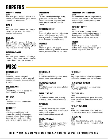 Menu Joe Beez - 4