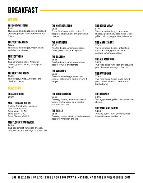 Menu Joe Beez - 5