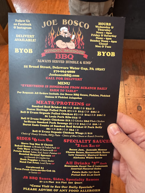 Menu Joe Bosco Authentic Smokehouse Bbq - 1