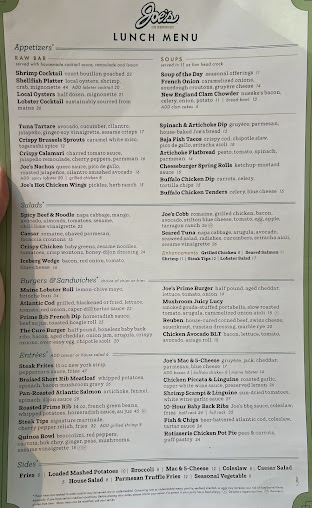 Menu Joe’s On Newbury - 1
