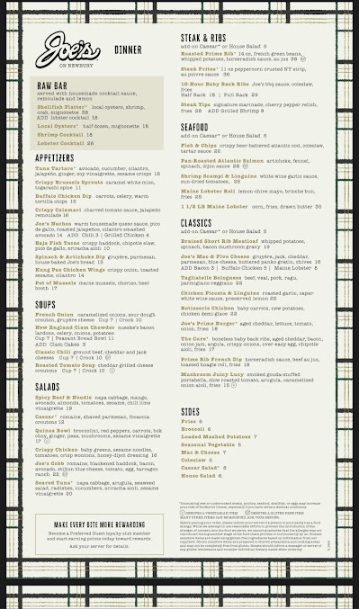 Menu Joe’s On Newbury - 4