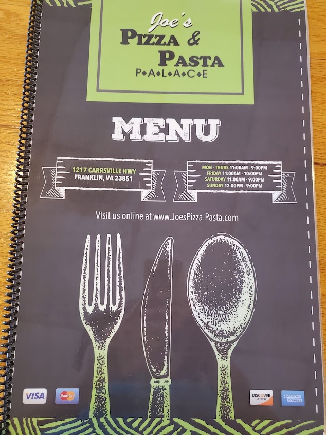 Menu Joe's Pizza Pasta Palace - 8