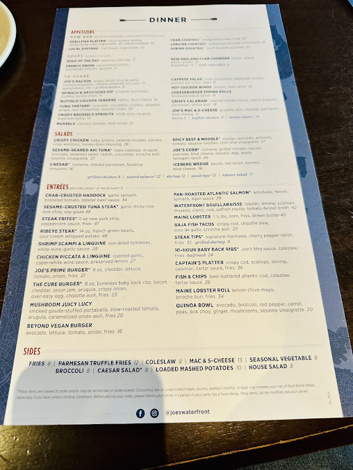Menu Joe's Waterfront - 7