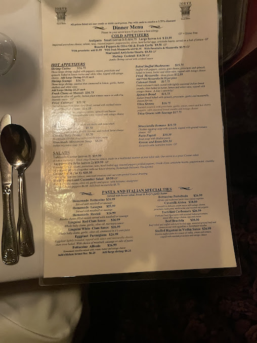 Menu Joey's Italian Restaurant - 4