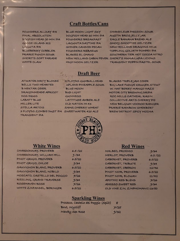 Menu Johnny Blacks Public House - 3
