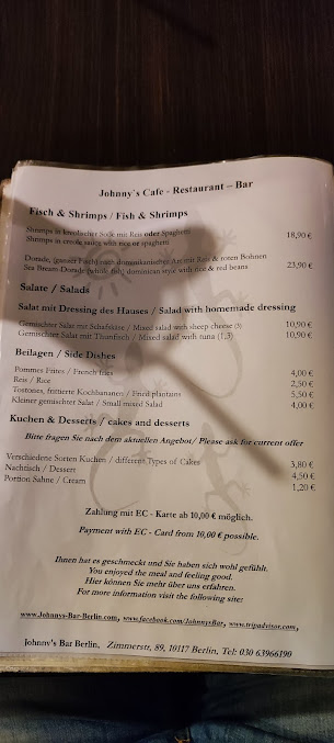 Menu Johnny's Bar - Karibisches Restaurant - 1