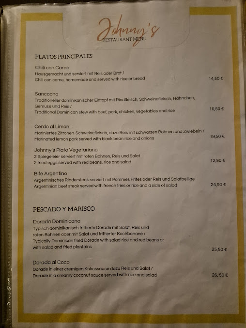 Menu Johnny's Bar - Karibisches Restaurant - 2