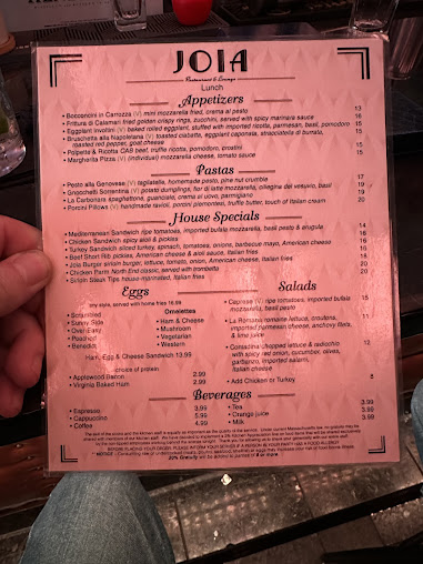 Menu Joia Restaurant & Lounge - 0