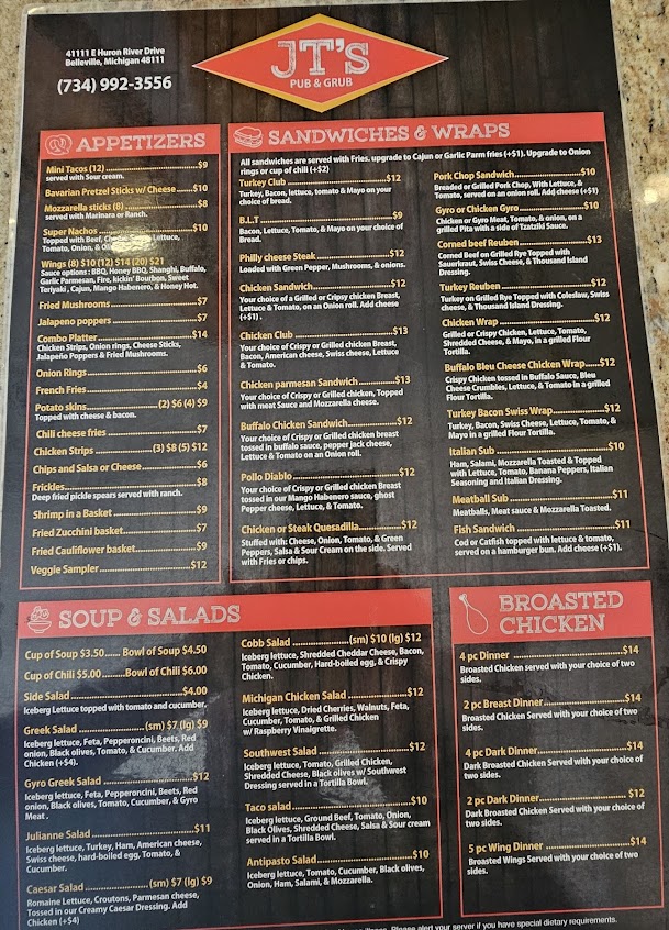 Menu Jts Pub And Grub - 1