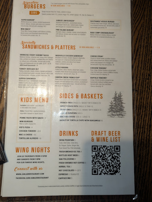 Menu Jubilee Restaurant - 1