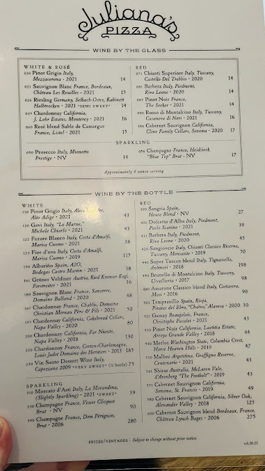 Menu Juliana’s - 2