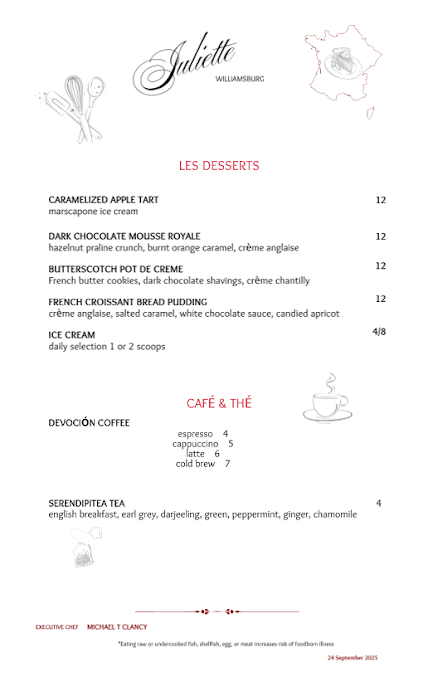 Menu Juliette Restaurant - 0