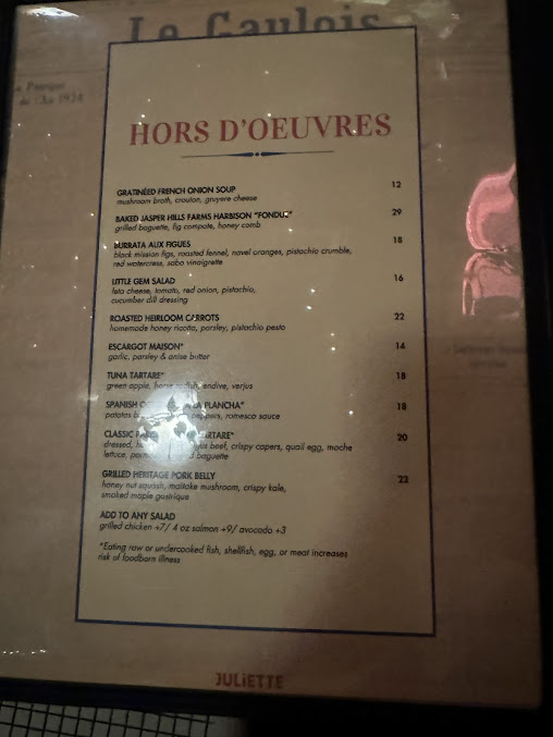 Menu Juliette Restaurant - 2