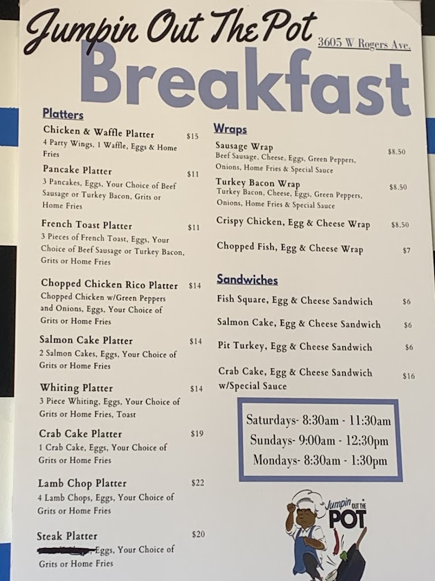 Menu Jumpin Out The Pot - 1
