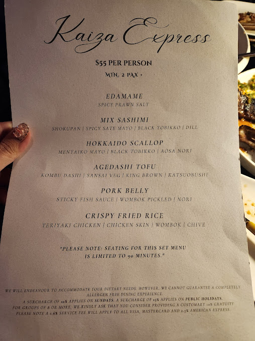 Menu Kaiza Newtown | Japanese Restaurant - 1