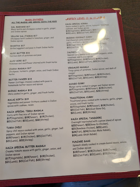 Menu Kalia Indian Cuisine Sports Lounge - 2