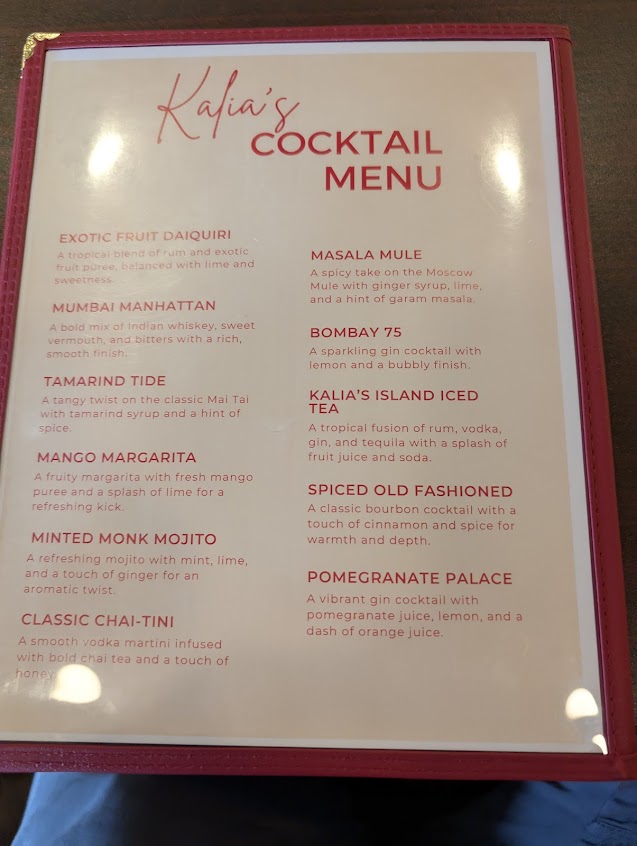 Menu Kalia Indian Cuisine Sports Lounge - 3
