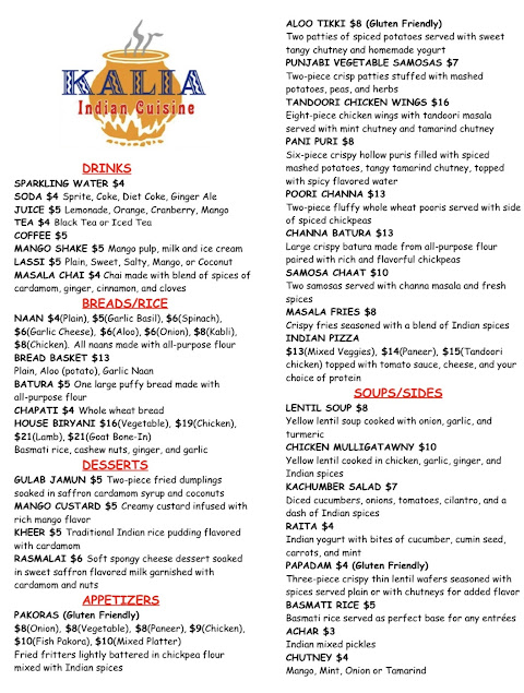 Menu Kalia Indian Cuisine Sports Lounge - 5