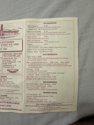 Menu Katz's Delicatessen - 5
